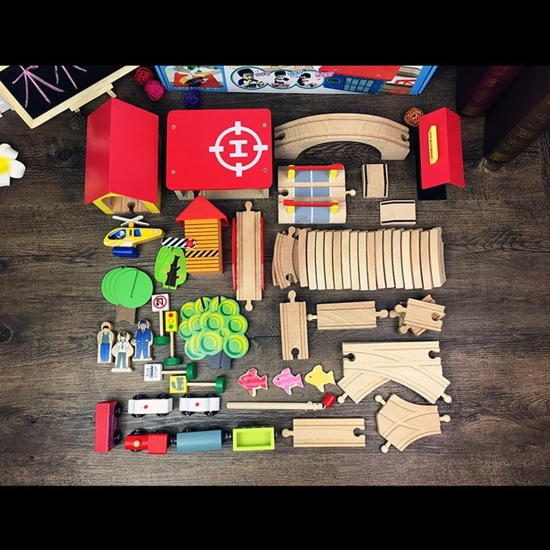 Деревянный трек поезд набор Детские пазлы Игрушки взаимодействие родителей и