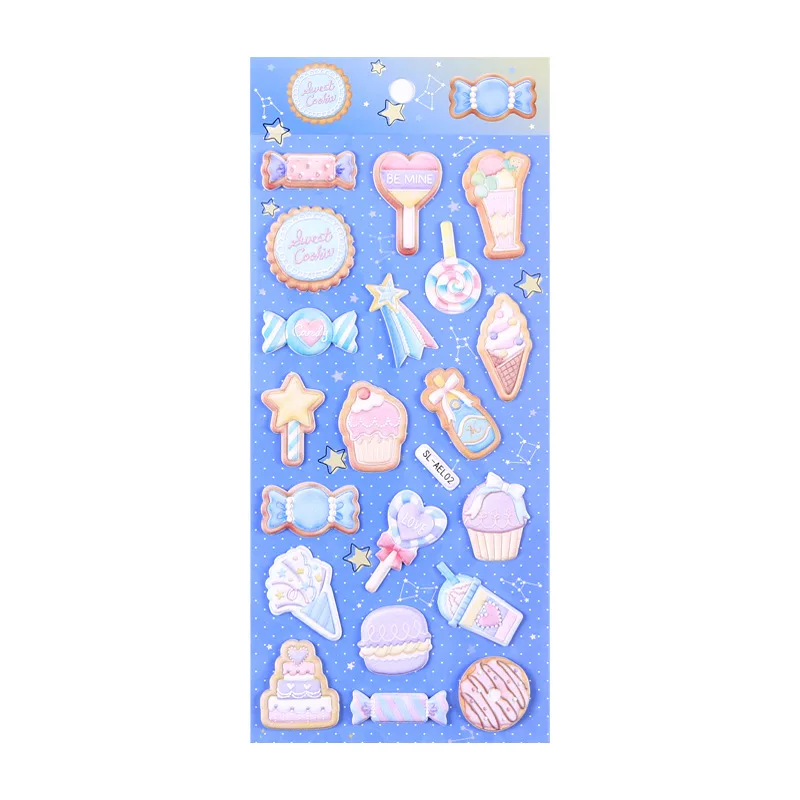 

New Arrival Cute Puffy Candy Cake Diamond Heart 3D Stickers DIY Scrapbooking Diary Stationery Stickers School