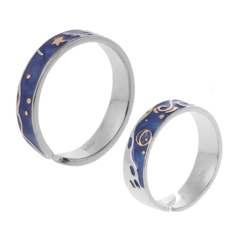 

S925 Silver Plated Starry Sky Open Lover Rings Band Romantic Jewelry 652B