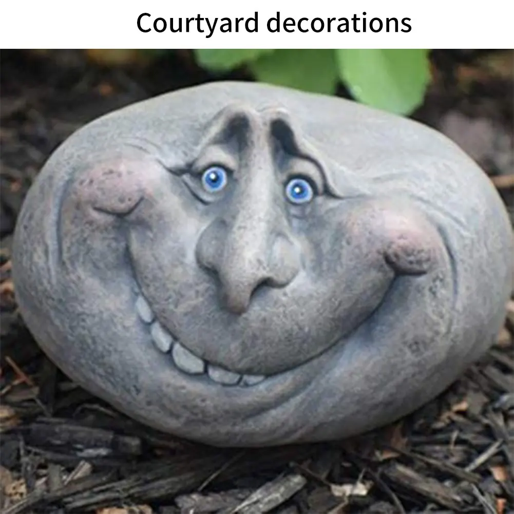 

Funny Face Rock Art Sculpture Decoration Yard Art Face Resin Sculpture Mystical Garden Stones For Indoors Outdoors Patio