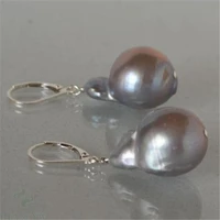 10 13mm gray baroque pearl earrings silver hook irregular accessories fine temperament delicate jewelry
