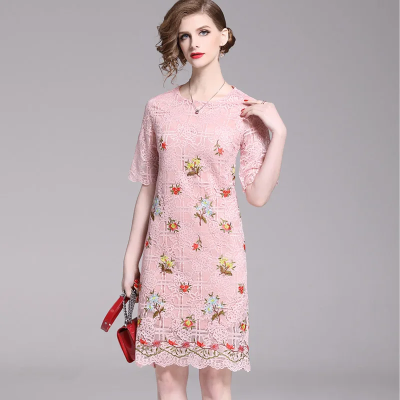 Женское платье новинка 2019 с принтом кружевное элегантное вышивкой вечерние