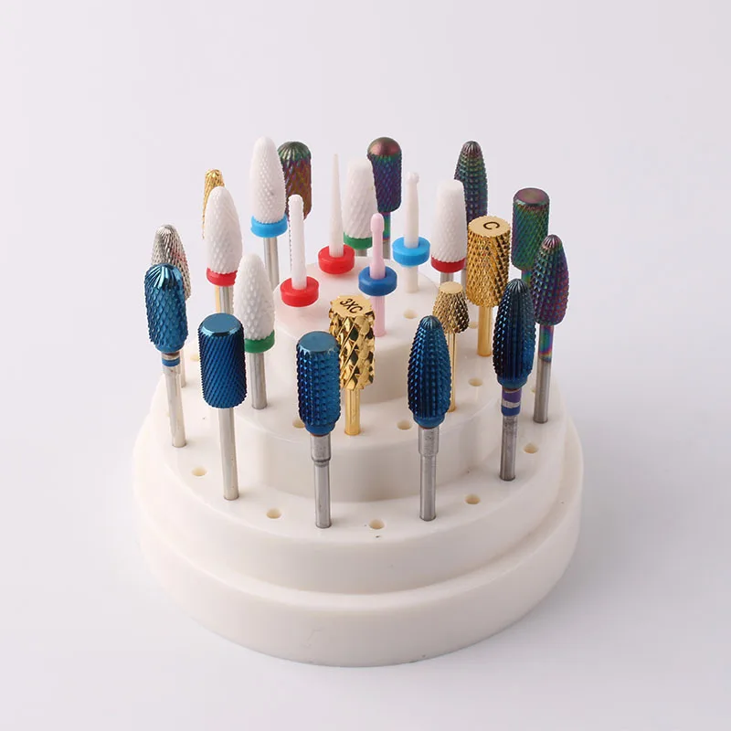 

48 Holes Nail Art Drill Bits Empty Storage Box Acrylic Holder Stand Display 48 Grids Nail Art Drill Bit Case for Polishing