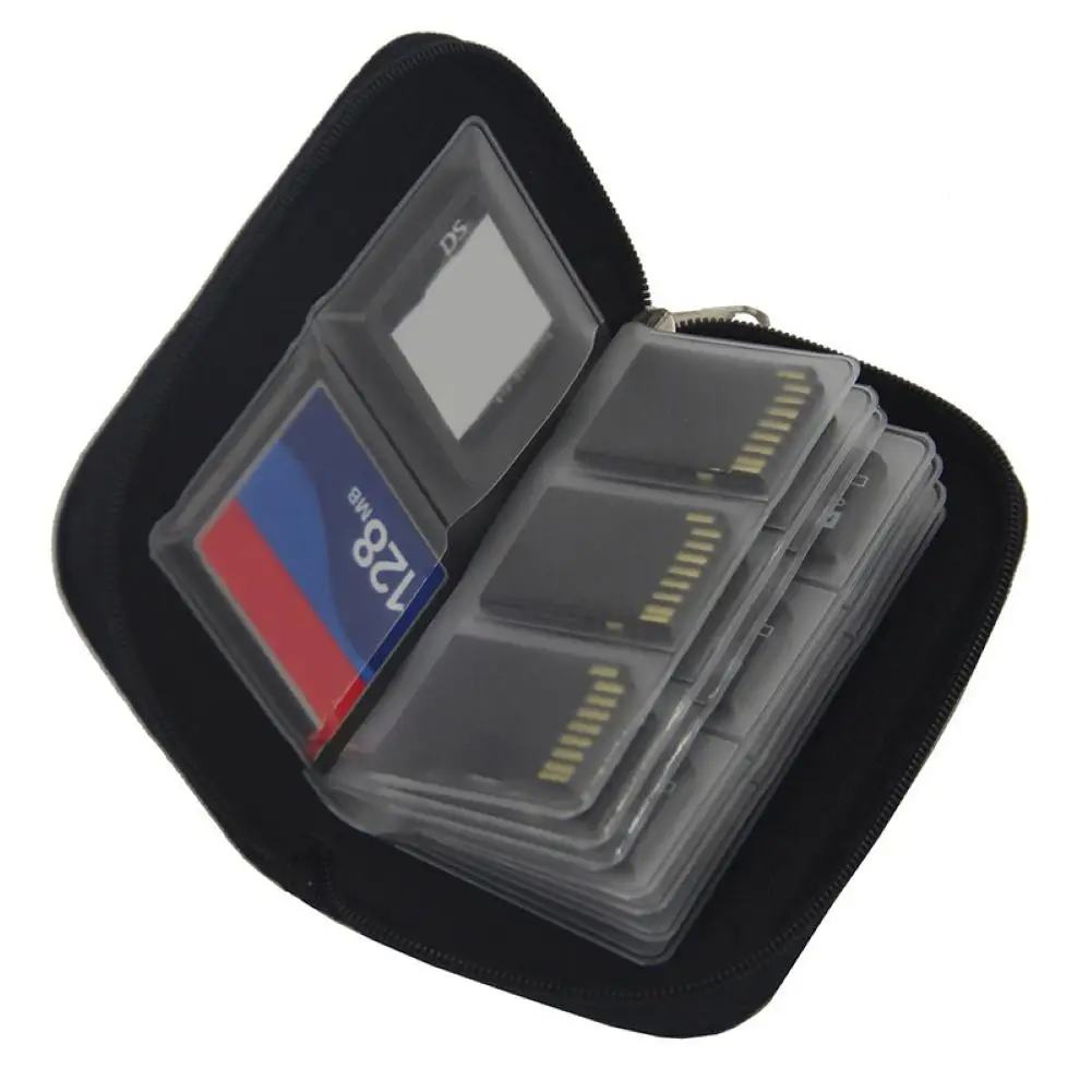 Сумка для хранения карт памяти Чехол-держатель кошелек 22 слота CF/SD/Micro SD/SDHC/MS/DS