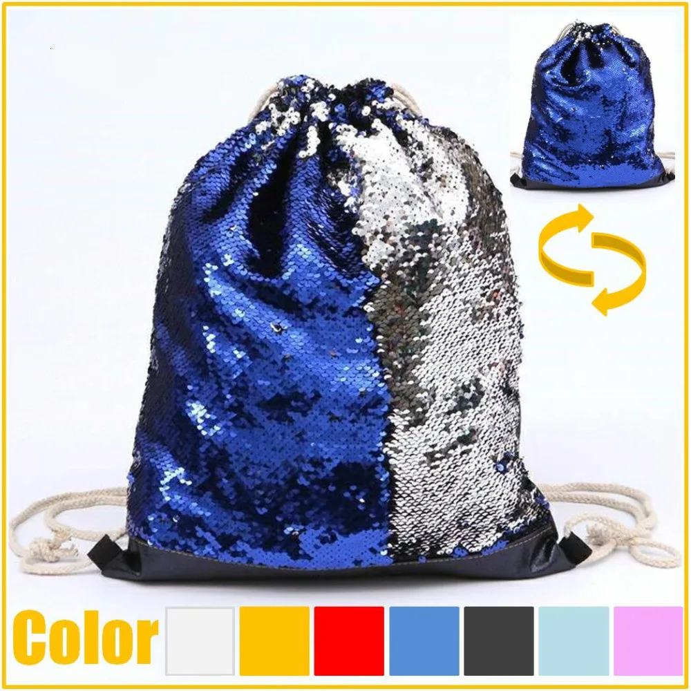 Новое поступление сумка на шнурке с пайетками в виде русалки двусторонний рюкзак