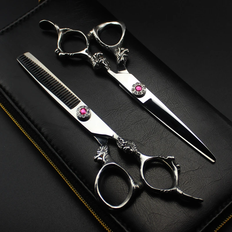 

professional Japan 440c 6 '' silver dragon hair cutting scissors haircut thinning barber haircutting shears Hairdresser scissors