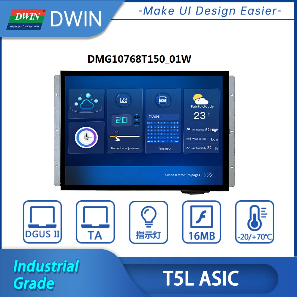 

Dwin 15.0-inch HMI Display 1024*768 Resolution Industrial Grade 16.7M Colors LVDS Interface IPS-TFT-LCD Wide Viewing Angle