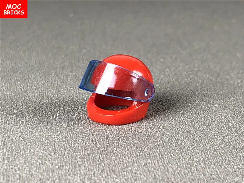 10 шт./лот MOC кирпичи красочный мотоциклетный шлем с козырьком экшн фигурка