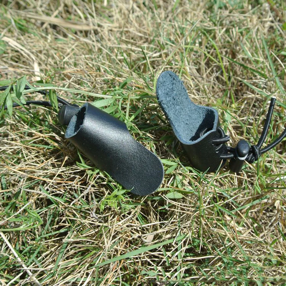 Черная/коричневая защита на один палец из чистой коровьей кожи для монгольского