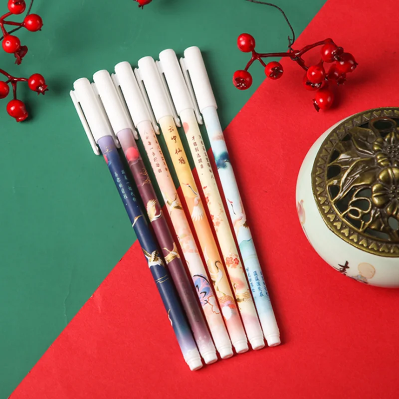 

4pcs Kawaii Retro Style Gel Pen Cute Decor Stationery Creative Writing Black Signature Markers Office School Supplies Ballpoint