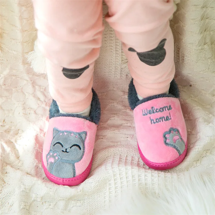 2019 Winter Kids Flip Flops Slippers Home Baby Girl Clothes Slipper Boys Indoor Cotton Cartoon Cats Room Skid Warm | Детская одежда и