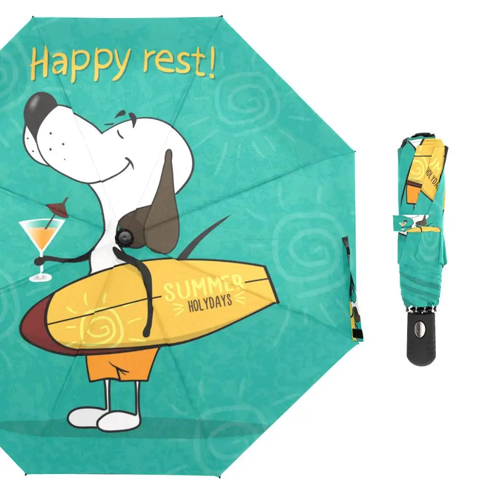 Автоматические зонты с милой собакой для детей легкий и прочный 8 ребрами мужской