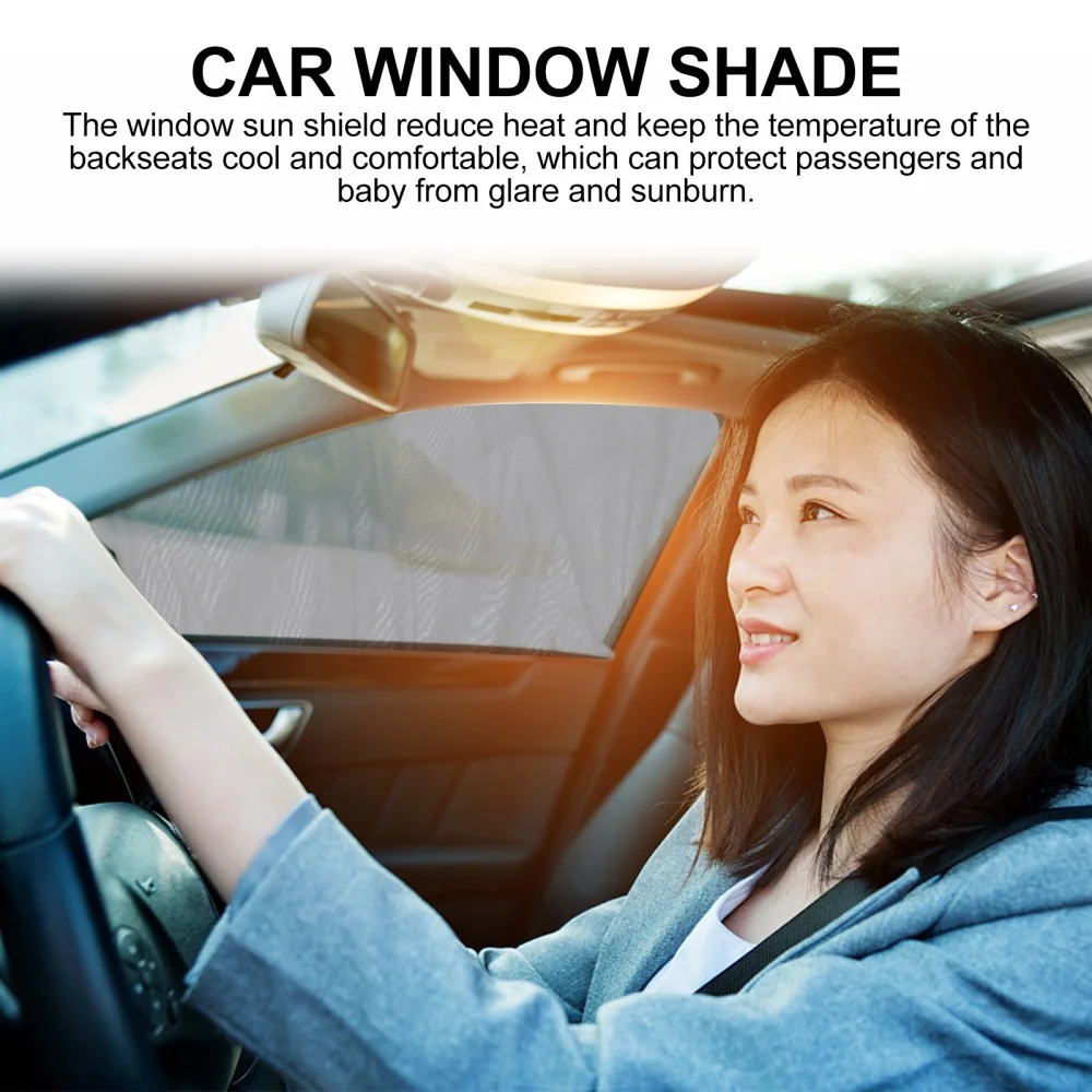 

2Pcs Car Window Sun Shades Breathable Mesh Car Front Side Window Sunshades
