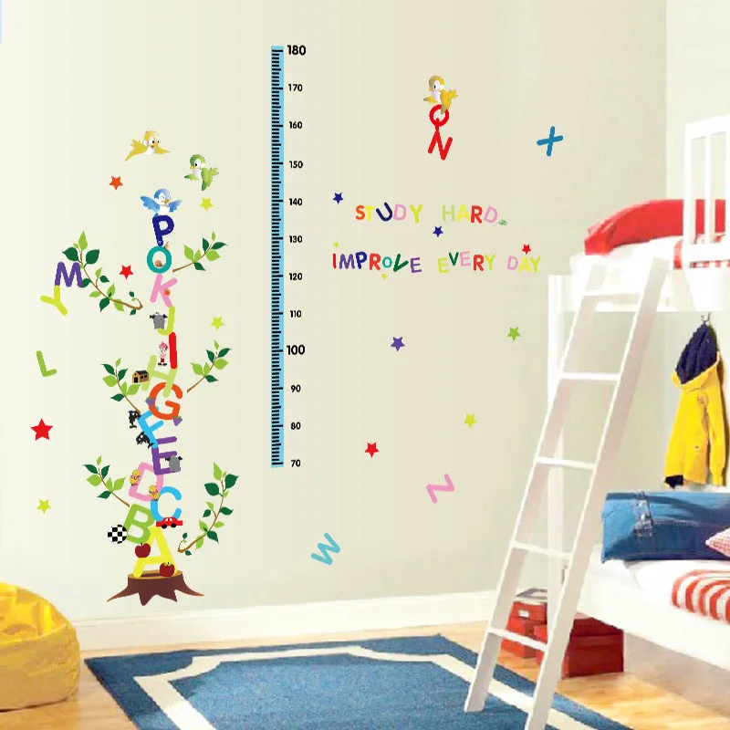 

English Alphabet Letter Kids Height Sticker DIY Children Room Decals Removable Poster Door Decoration Creative Wall Stickers