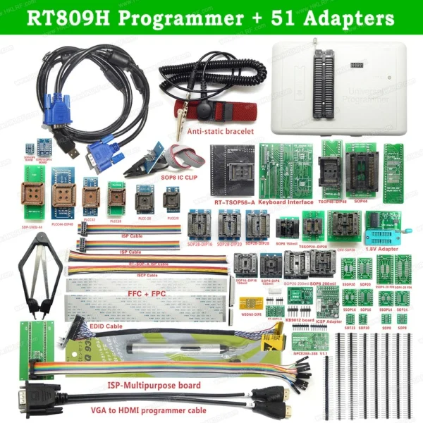 RT809H 51 Items Новейшее программное обеспечение RT809H+ 51/31/21/12 адаптеры для сим-карт памяти на носителе EMMC-Nand FLASH очень быстро Универсальный USB программист - Цвет: RT809H 51 Items