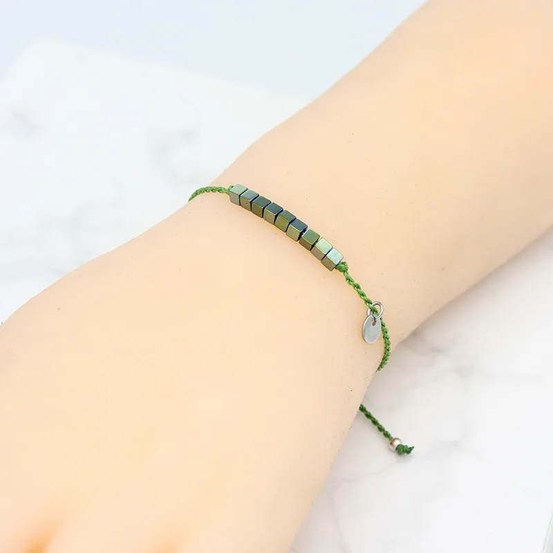 Цветной браслет с маленькими кубиками из гематита для женщин и мужчин цепочка на