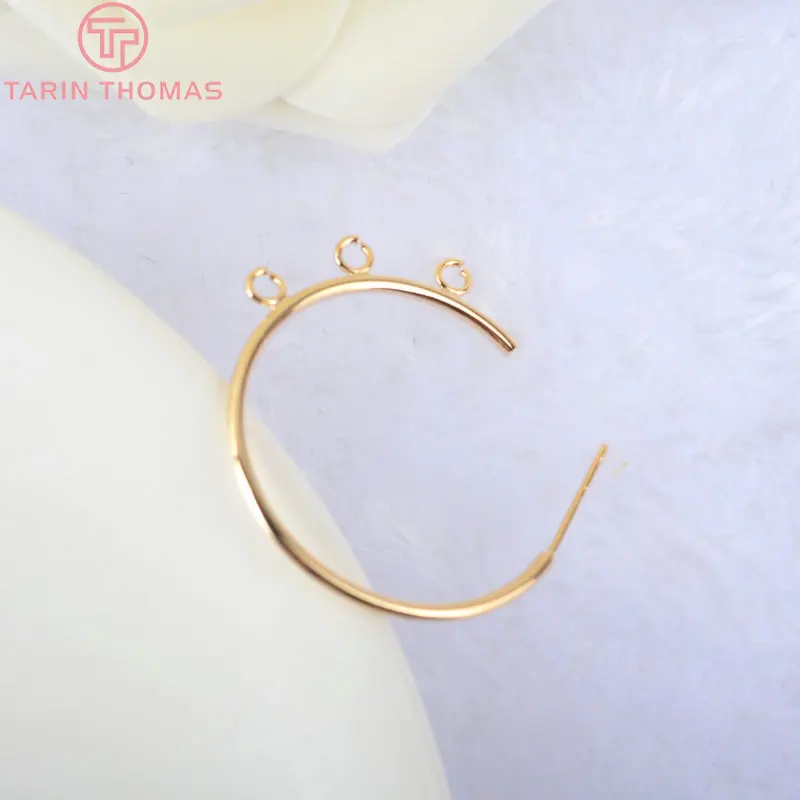 Латунные круглые серьги петли из проволоки 24 к золотого цвета диаметром 33 мм 6 шт. аксессуары высокого