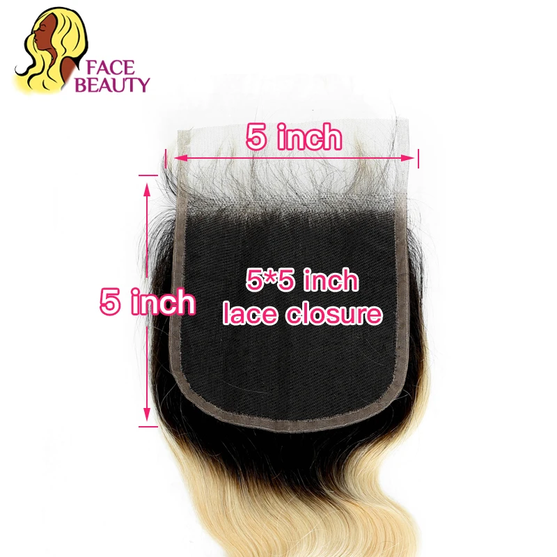 Facebeauty 5x5 перуанские волнистые волосы Remy 1B 613 Платиновые блонд Омбре отбеленные