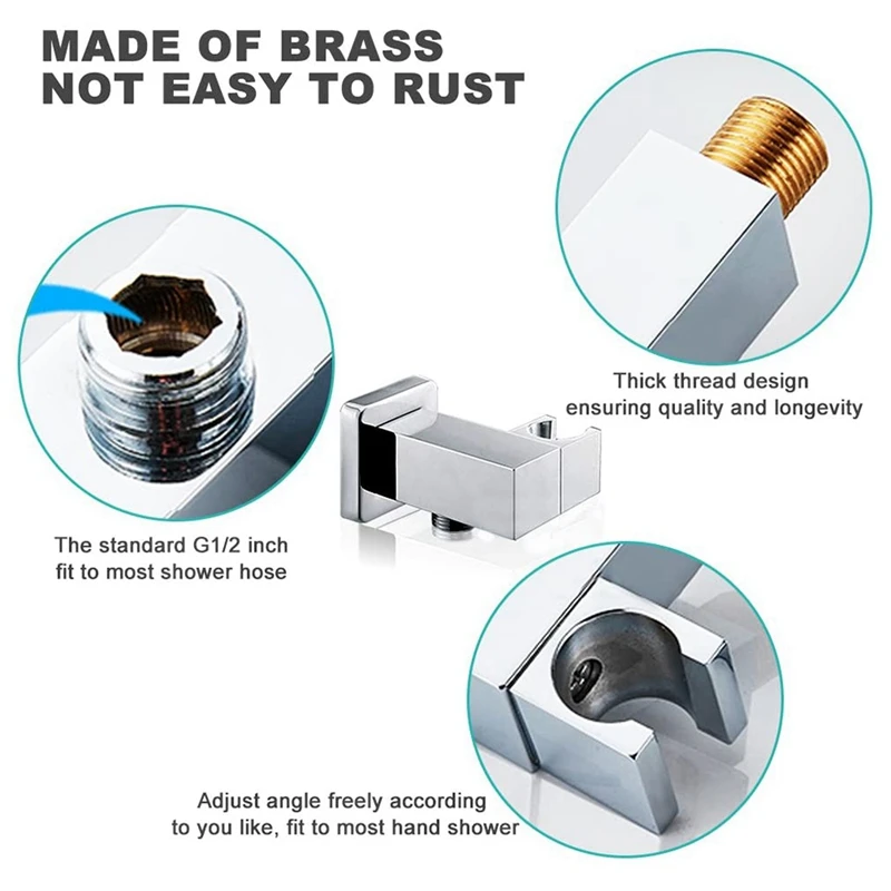 

Brass Hand Shower Head Adjustable Wall Bracket Concealed Shower Fixture Shower Head Holder