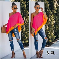 ladies layered off shoulder top t shirt summer fashion casual sexy off shoulder solid color off back sexy top