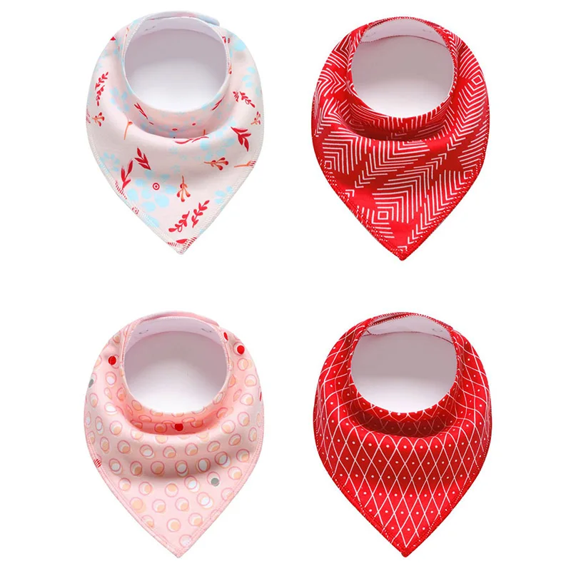 4Pcs/Lot New Baby Bibs Bandana Infant Burp Cloths Print Baberos Bebes Absorbent Soft Towel For Boys Girls Accessories | Мать и ребенок