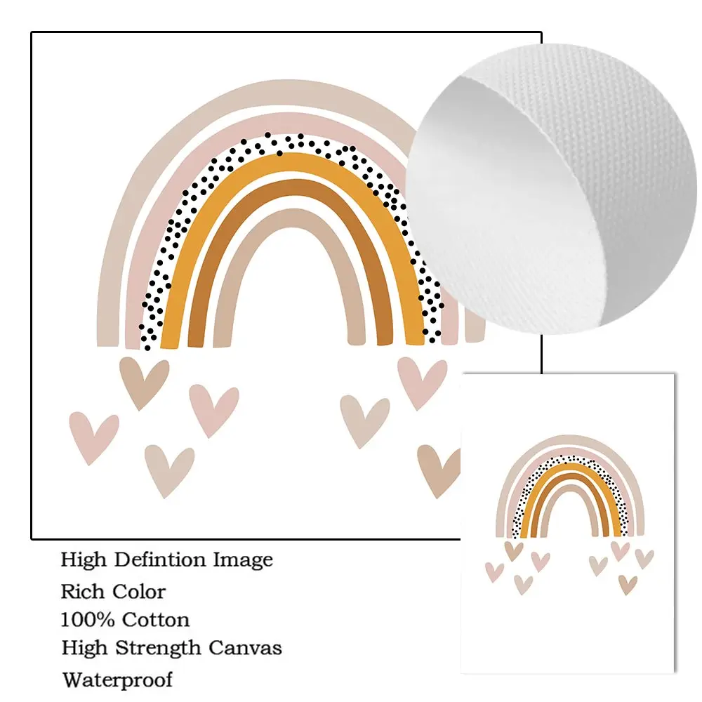 Детские плакаты и принты с изображением радуги облака сердца стены рисунки для
