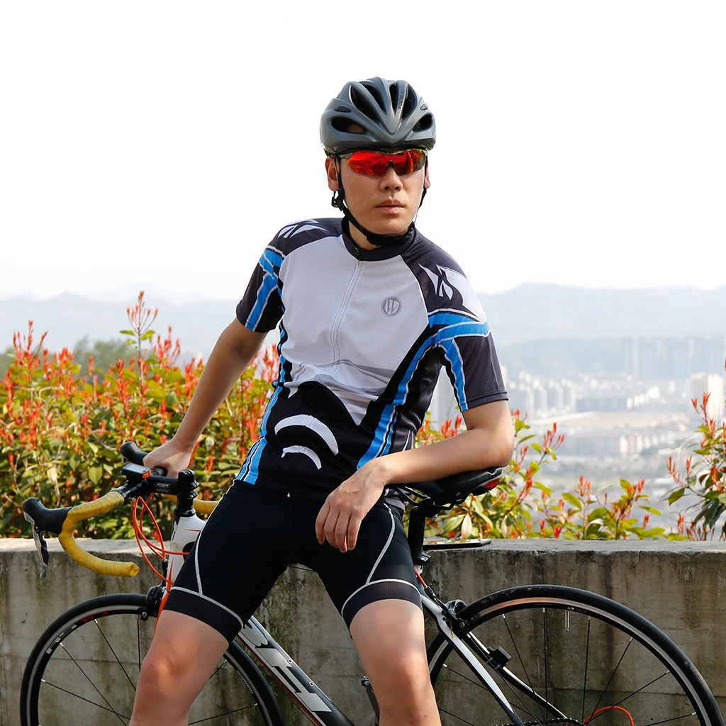 Мужская одежда для велоспорта с коротким рукавом на молнии быстросохнущая