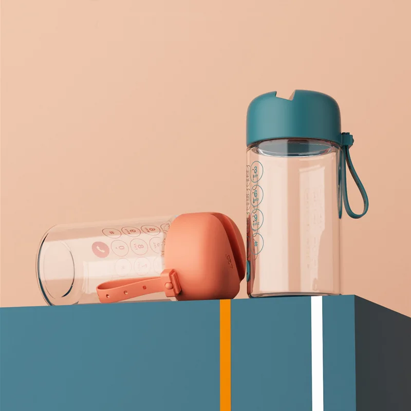 

XW 20-Degree High Borosilicate Glasses Multi-Function Mobile Phone Holder Cup Convenient Silicone Rope Holding Water Cup