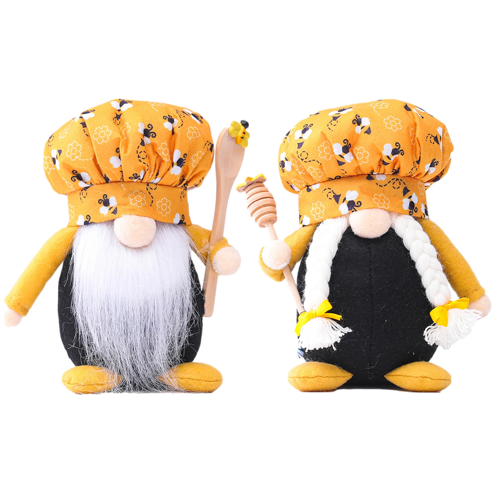 

Bee Festival doll Plush Faceless Moustache Old Man Bee day chef Elves Ornament cartoon hat Gnome desktop decoration