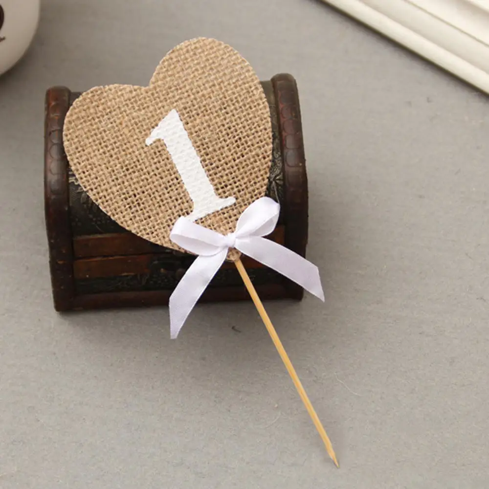 

Numbers 1-10 Burlap Heart Flag Event Party Vintage Rustic Chic Wedding Festival Accessories Craft Decoration