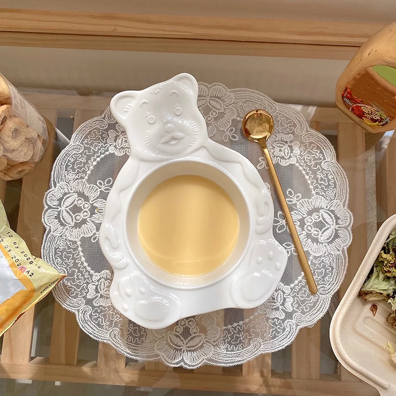 

Ceramic Bear Shape Steamed Egg Bowl Household Baking Oven Tableware Porcelain Salad Dessert Baking Bowl Kitchen Tools