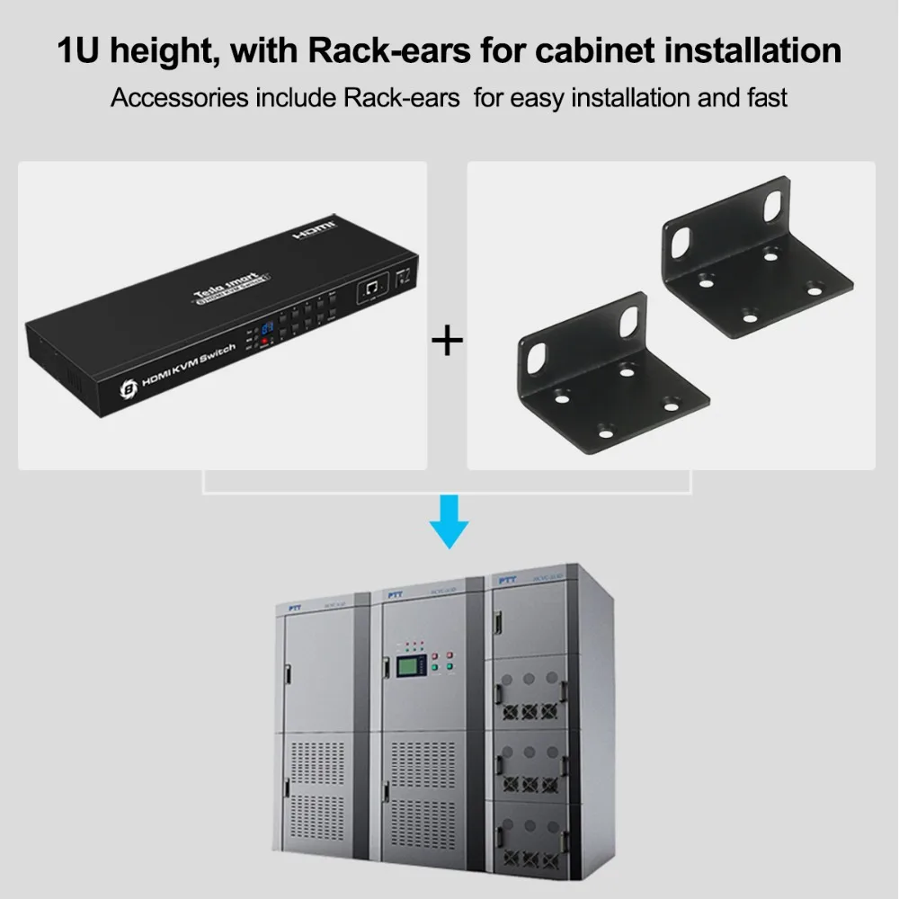 Tesla smart KVM USB HDMI переключатель 8 портов KVM HDMI коммутатор KVM переключатель HDMI Поддержка 3840*2160/4 K 2 шт стойки уши стандарт 1U