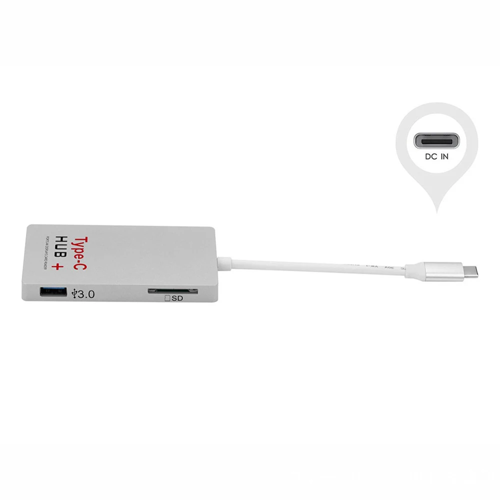 

Adapter Aluminum Alloy 3.0 Ports For PC Laptop Projector HDTV 4K 30Hz PD Charging SD Card Reader USB C Hub High Speed