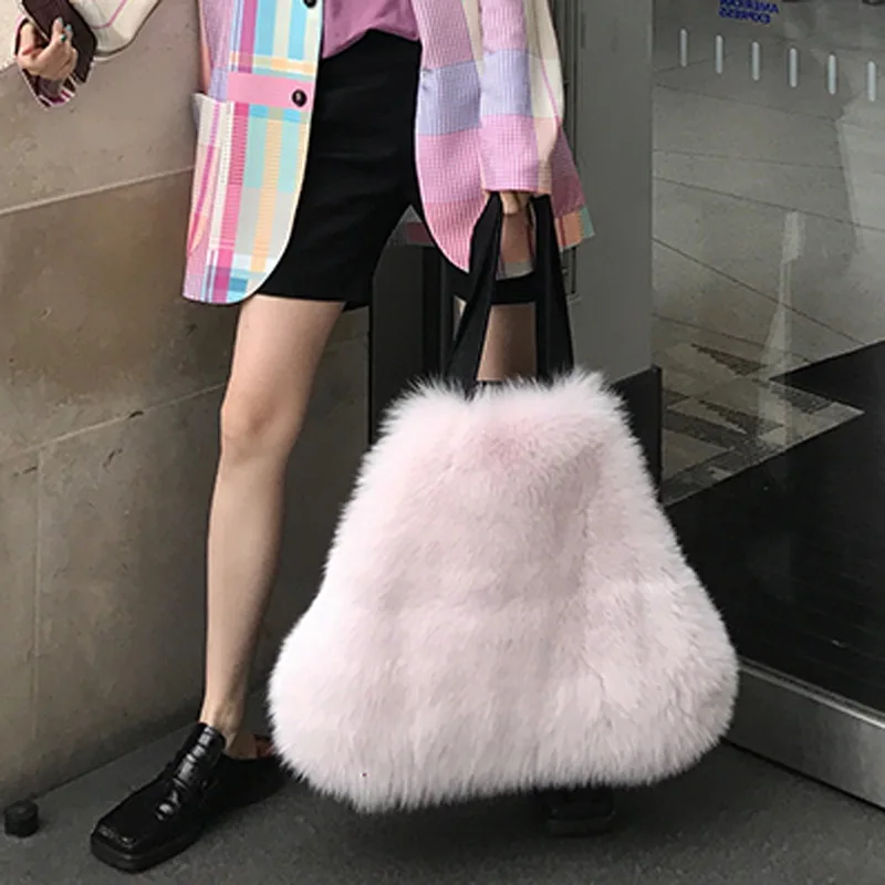 Женские меховые сумки из кроличьей шерсти Bolsa для женщин зимняя Сумочка Большая