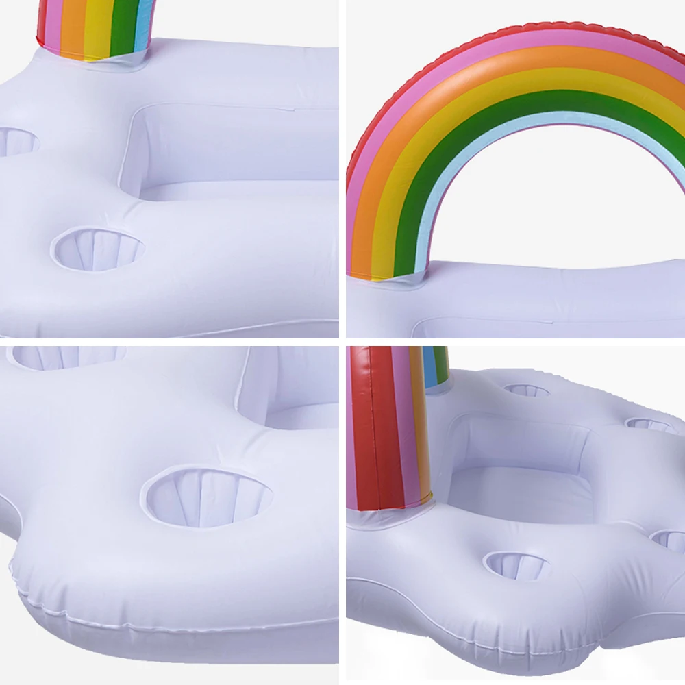 Summer Party Bucket Rainbow Cloud Cup Holder Inflatable Pool Float Beer Drinking Cooler Table Bar Tray Beach Swimming Ring | Спорт и