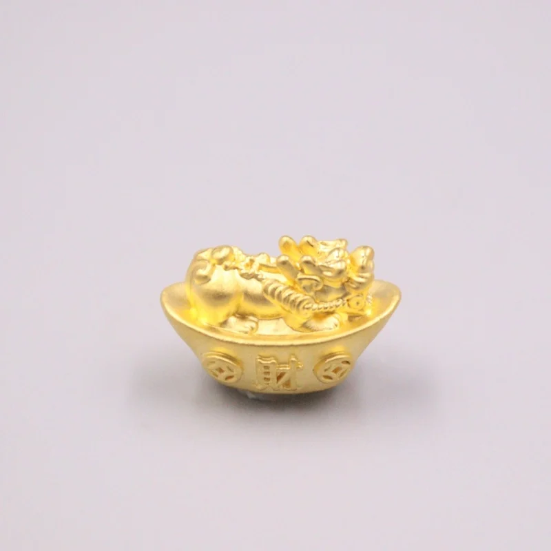 

Fine Pure 999 24K Yellow Gold Bead 3D Coin Ingot Yuanbao Pixiu DIY Pendant Men Women Lucky Gift 1.3g