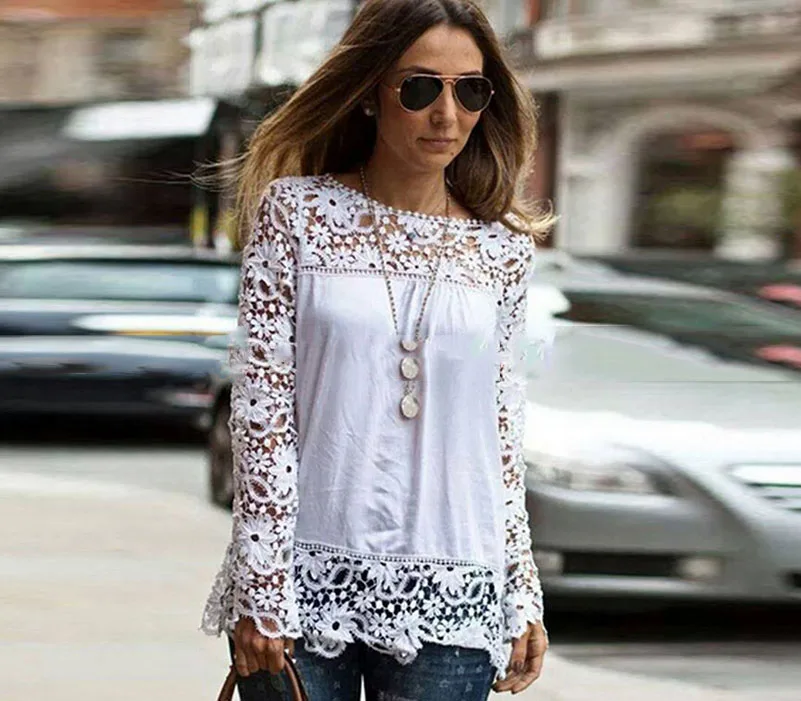 Рубашка женская с круглым вырезом модная шифоновая дышащая блузка длинным