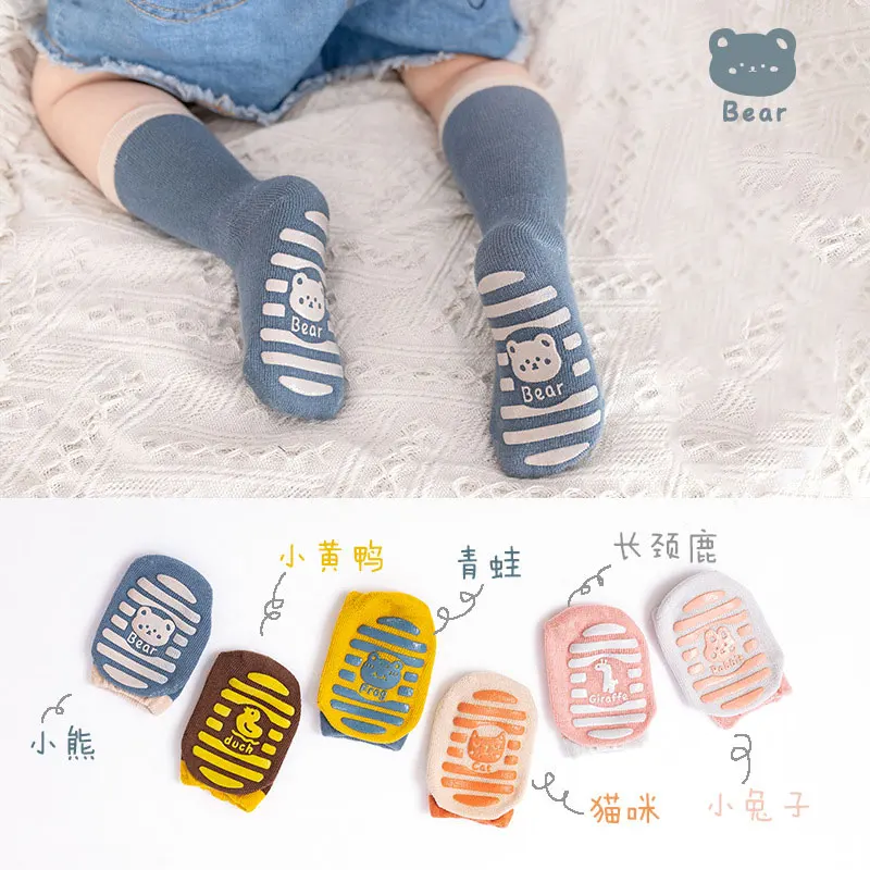 

0-3Y Baby Cotton Non-slip Floor Socks Autumn Winter Toddlers Kids Newborn Walking Cartoon Medium Tube Socks for Girls Boy Infant