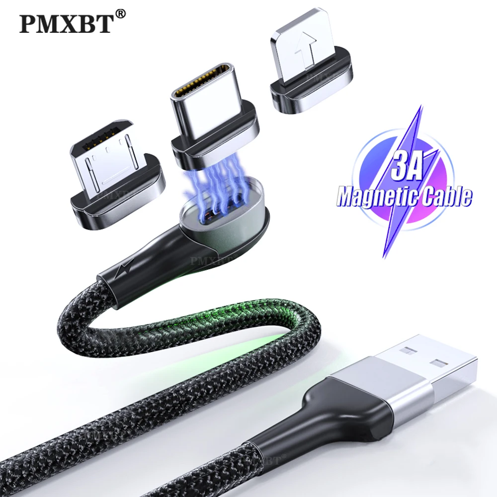 90 градусов Магнитный USB C кабель для iPhone 11 Pro X Samsung S10 Huawei P40 P30 зарядный Быстрая