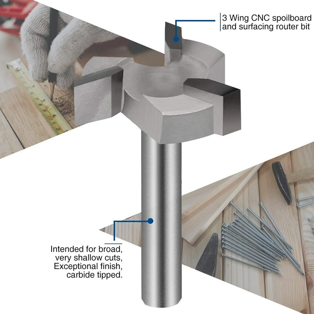 

Durable CNC Spoilboard Surfacing Router Bit 1/4 Inch Shank Carbide Tipped
