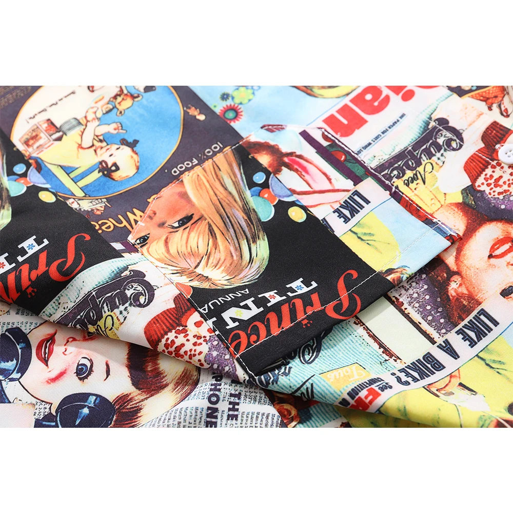 

US Size 2021 Summer Comics 3D Printing Vintage Shirts Men Short Sleeve Men's Loose And Casual Street Shirts Tops