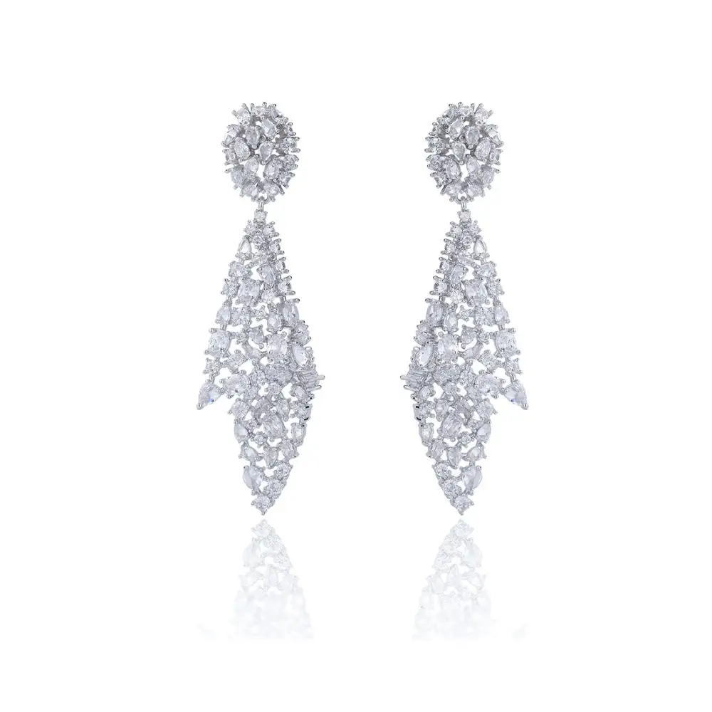 

Cubic Zircon Drop Earrings for Wedding, Crystals Dangle Earring for Bride, Women Girl Gift CE11088