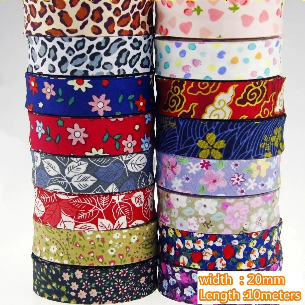 20mm Width 3/4'' Bias Binding Tape Printed Flowers Cotton Twill Hem Facing Fold Fabric Ribbon for DIY Sewing Handmade Material - купить