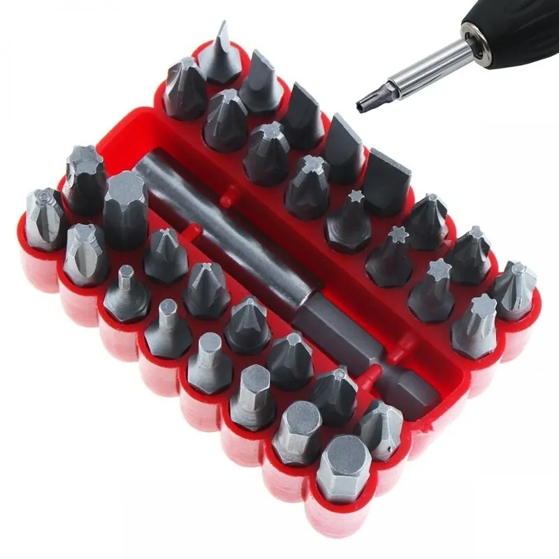 

33pcs Security Bit Set with Magnetic Extension Bit Holder Tamper Star Screwdriver Bits Set Quick Release Bit Holder