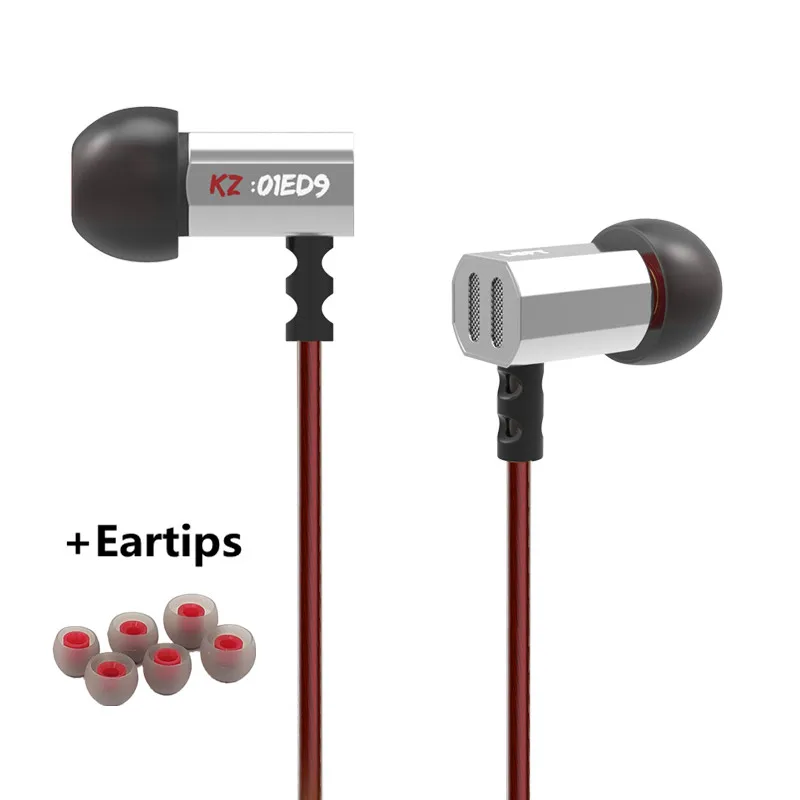 silver eartips 3p KZ ED9 гарнитура для мобильного телефона с тяжелыми басами, HIFI металлические наушники из цинкового сплава EDR1/ED2/ZS3 - Цвет: silver eartips 3p