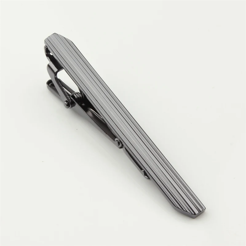 

High-end Tie Clip Men Jewelry Luxury Classic Plated Gun Black Tie Bar Carving Simple Clasp Necktie Clips Pin for Mens Gifts
