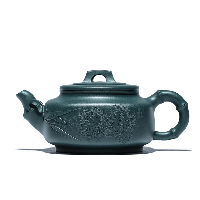 

Yixing Zisha teapot original teapot yuzhongsha new green mud square bamboo teapot