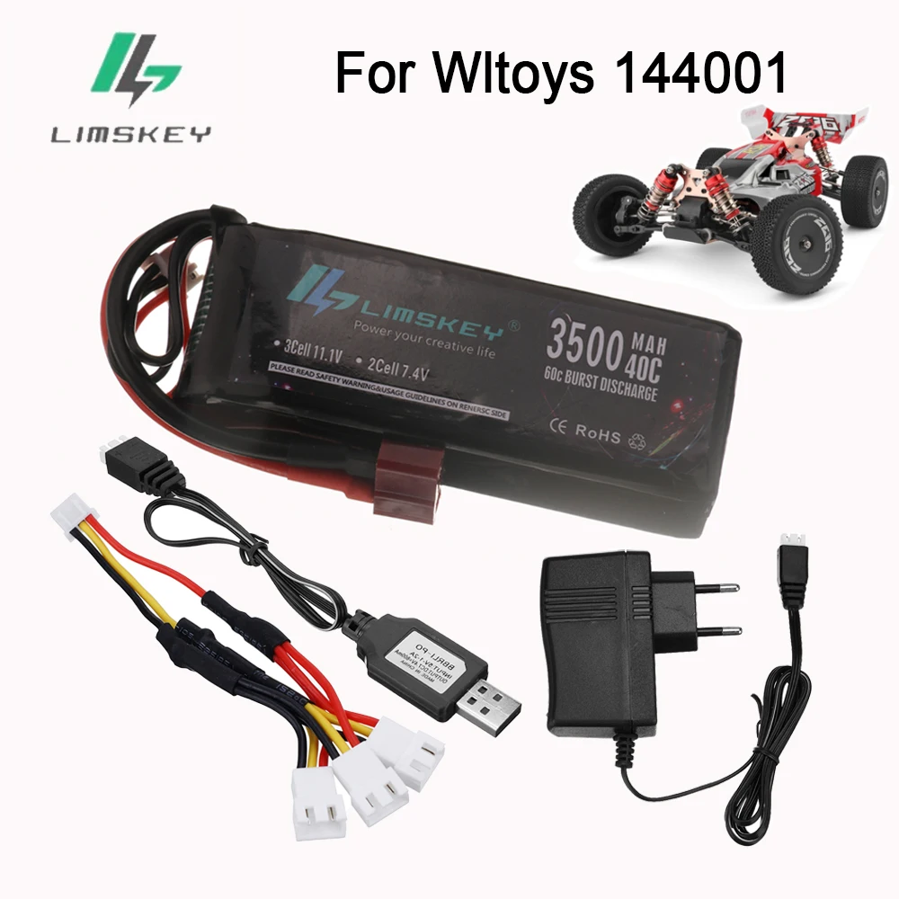 

Аккумулятор для Wltoys 144001, литий-полимерный аккумулятор 7,4 В с USB зарядным устройством 7,4 В 3500 мАч для Wltoys 1/14 144001 ру автомобилей, лодок