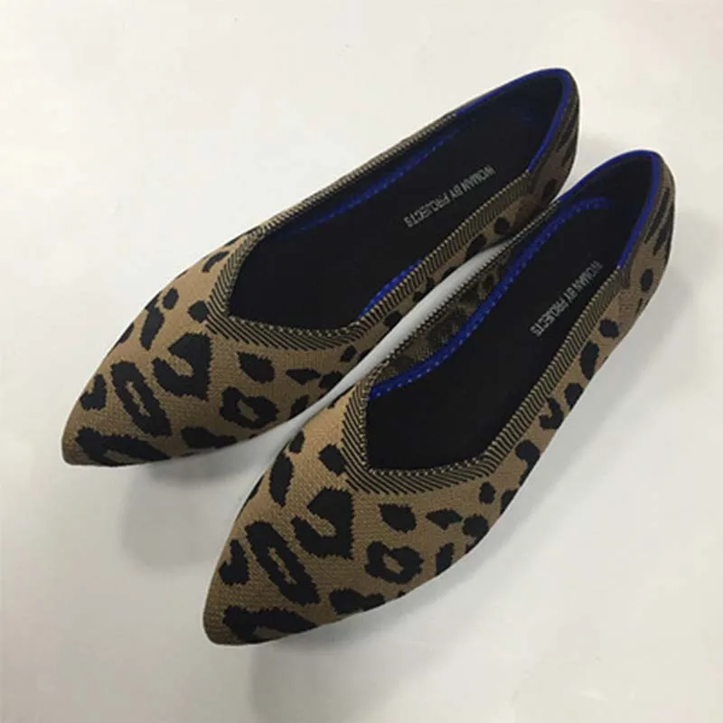 

Sale Women's Flat Shoes Ballet Shoes Breathable Knit Pointed Shoes Moccasin Mixed Color Women's Soft Shoes