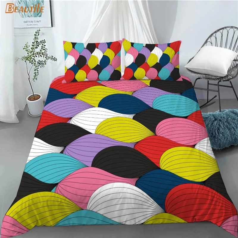 Juego de cama con estampado de cebra y ondas abstractas, funda de edred&oacute;n, 2 fundas de almohada, tela de poli&eacute;ster, para familia y ni&ntilde;o, 1009-2